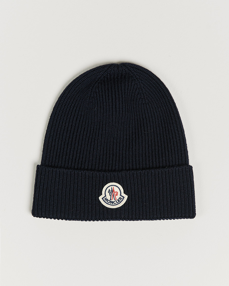 Herre | Huer | Moncler | Rib Wool Beanie Navy