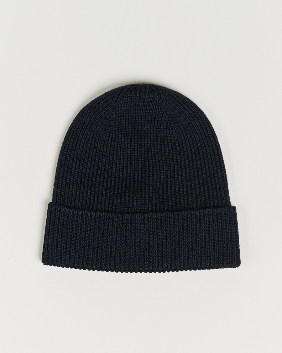 Herre | Huer | Moncler | Rib Wool Beanie Navy