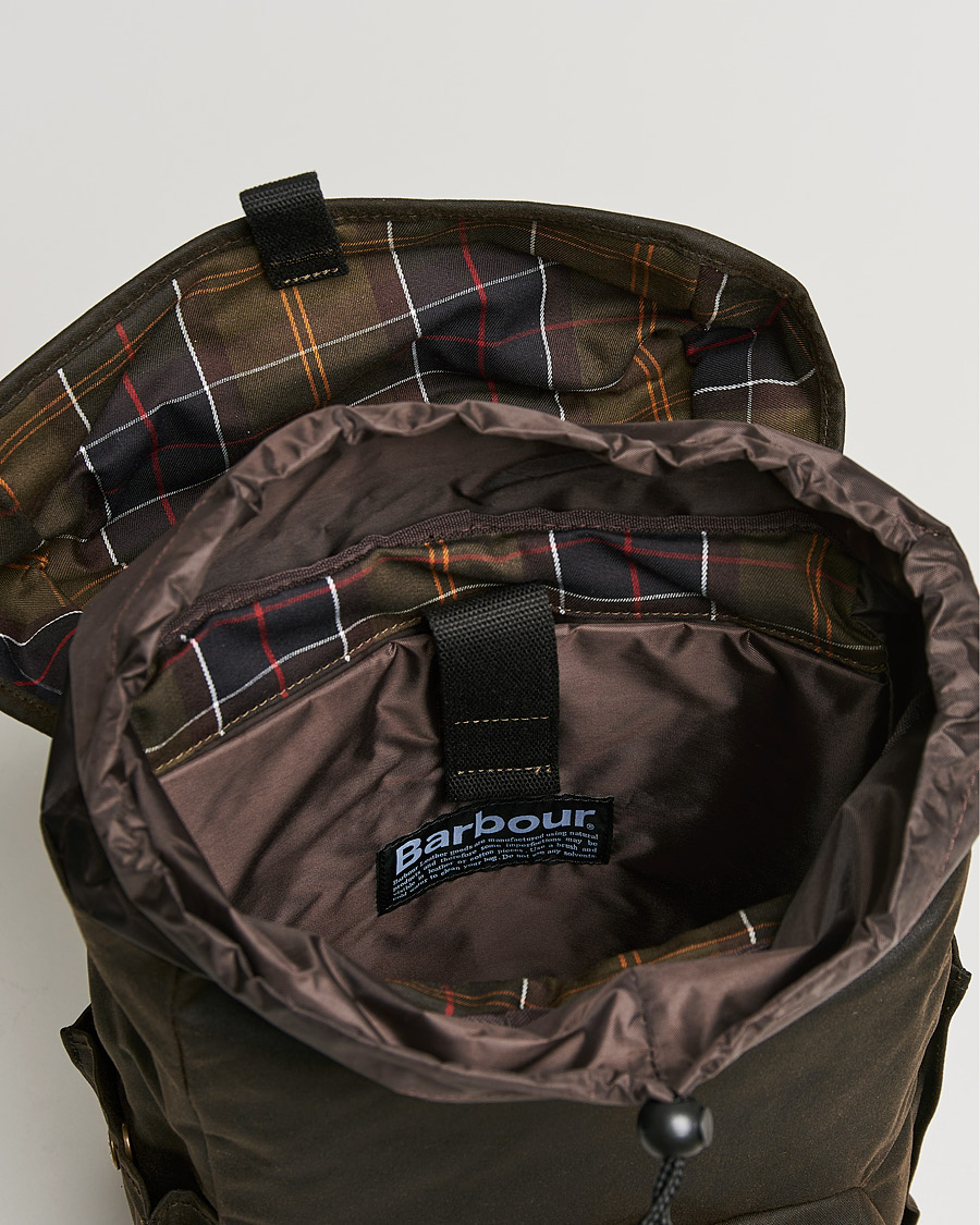 Barbour Lifestyle Essential Waxed Backpack Olive - CareOfCarl.dk