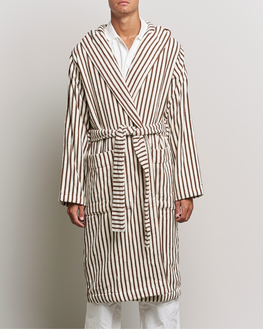 Herre | Loungewear | Tekla | Organic Terry Hooded Bathrobe Kodiak Stripes