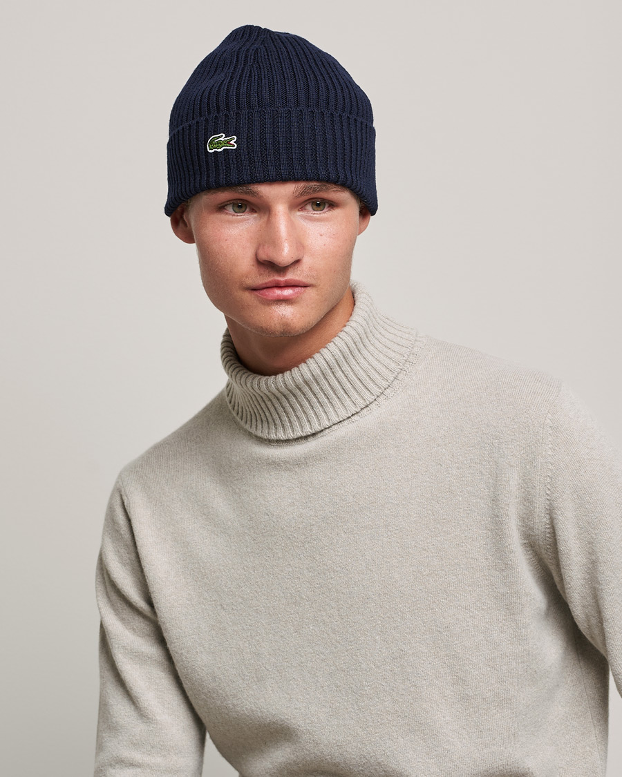 Herre | Huer | Lacoste | Wool Knitted Beanie Navy