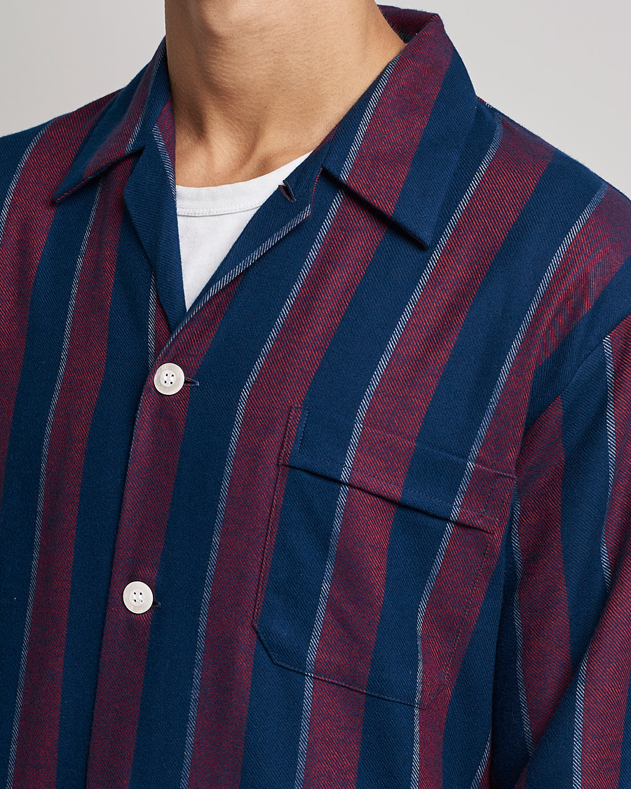 Herre | Pyjamas & Morgenkåber | Derek Rose | Brushed Cotton Flanell Striped Pyjama Set Navy