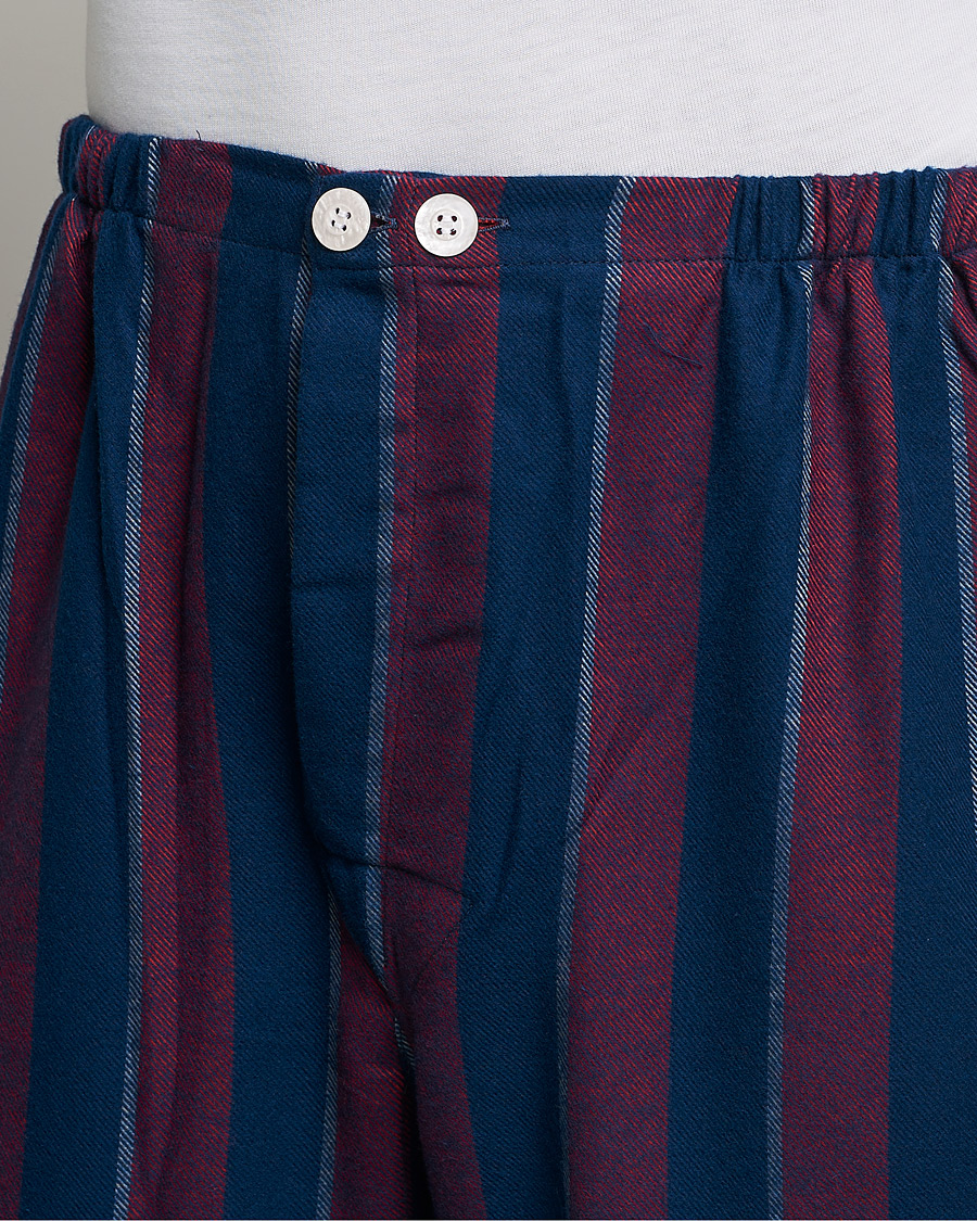 Herre | Pyjamas & Morgenkåber | Derek Rose | Brushed Cotton Flanell Striped Pyjama Set Navy