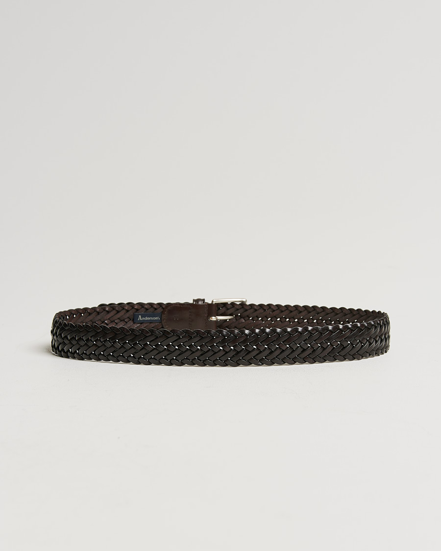 Herre | Flettede bælter | Anderson\'s | Woven Leather 3,5 cm Belt Dark Brown