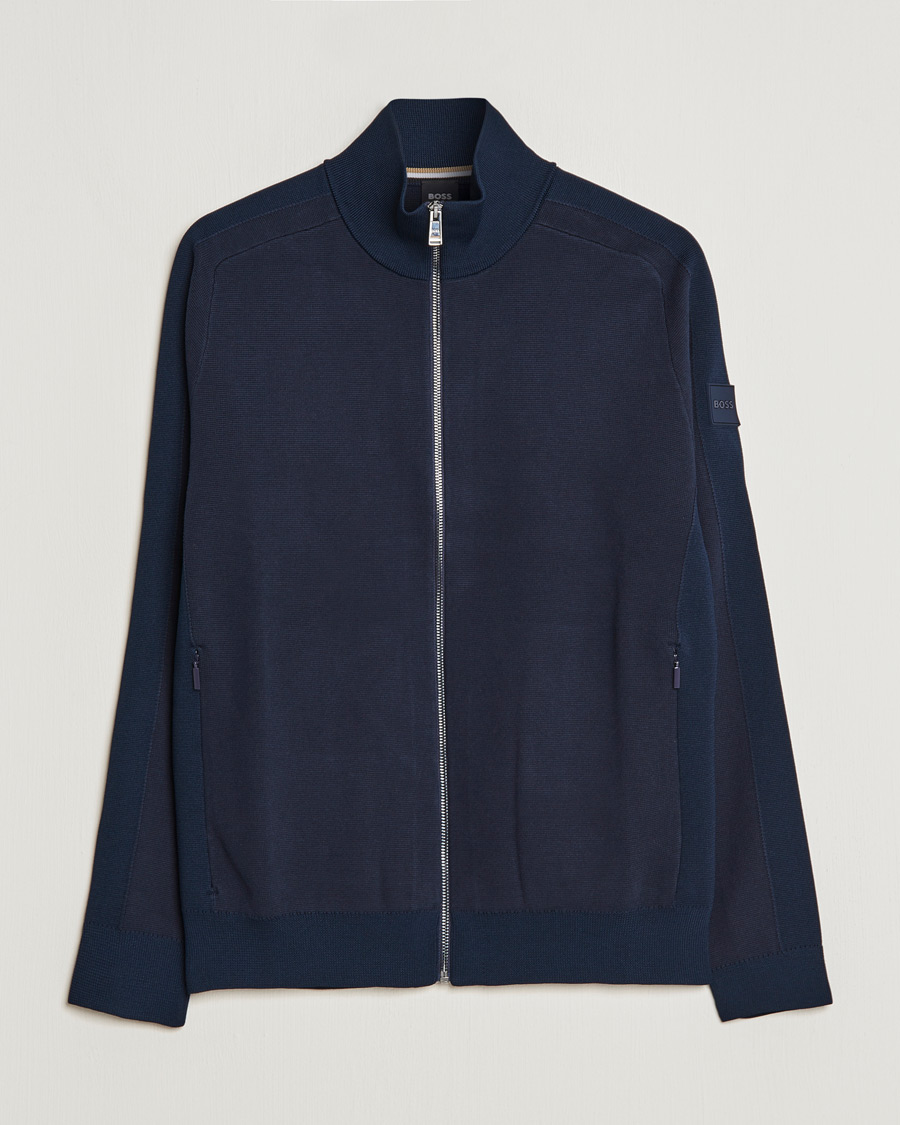 Herre | Trøjer | BOSS BLACK | Fisio Knitted Full Zip Dark Blue