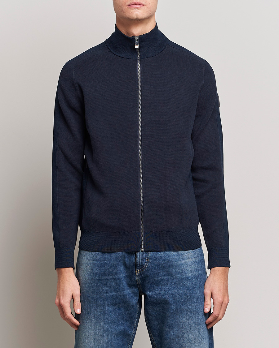 Herre | Trøjer | BOSS BLACK | Fisio Knitted Full Zip Dark Blue