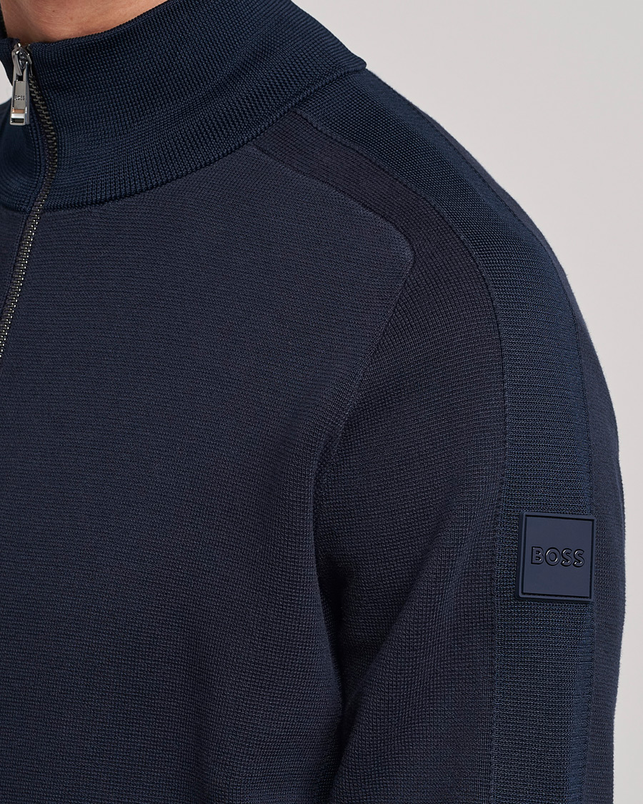 Herre | Trøjer | BOSS BLACK | Fisio Knitted Full Zip Dark Blue