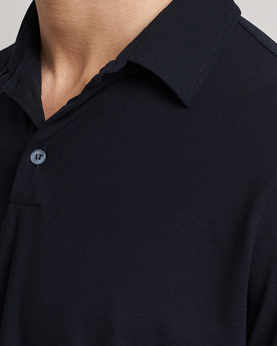 Herre | Trøjer | Zanone | Ice Cotton Long Sleeve Polo Navy