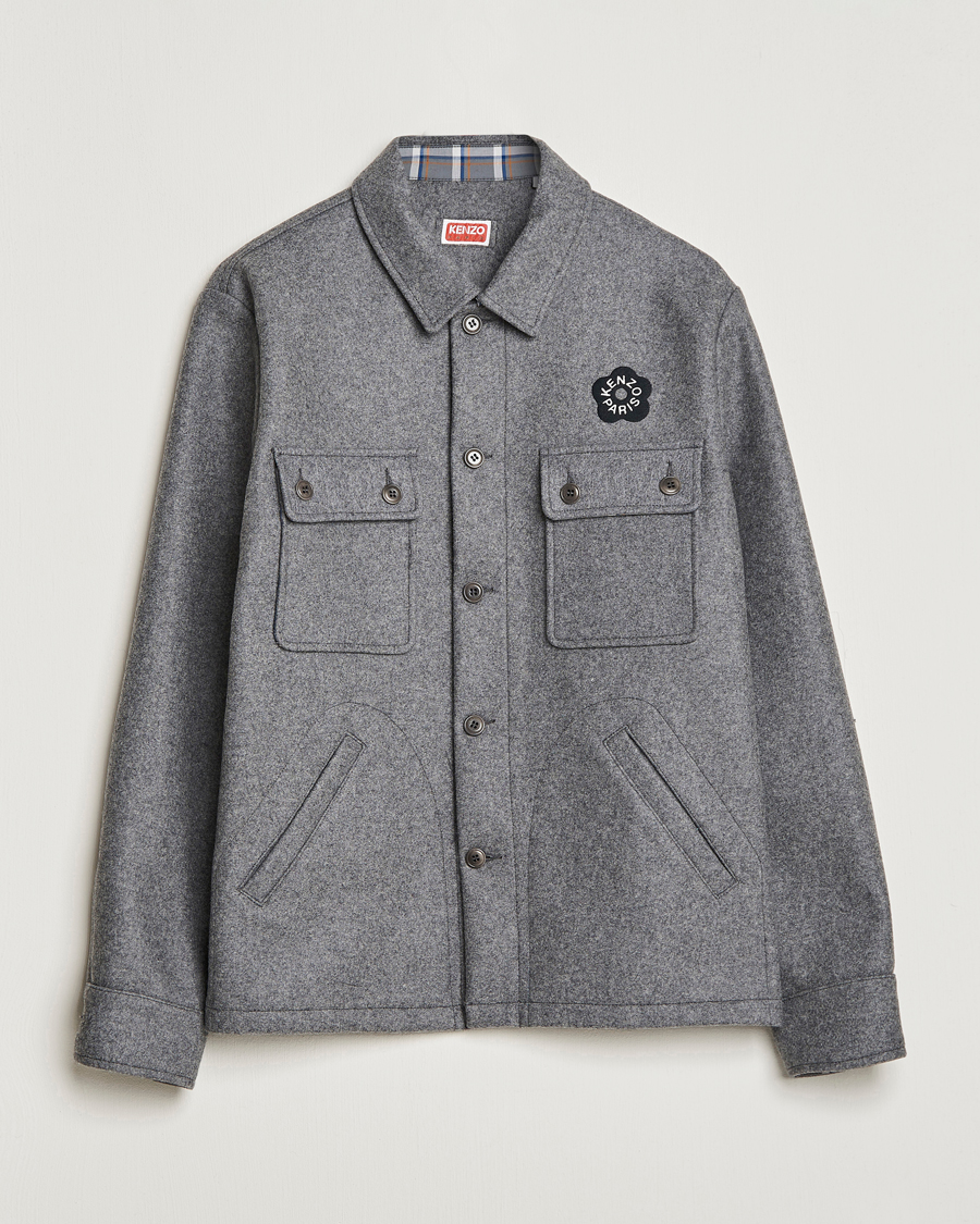 Herre | Skjorter | KENZO | Wool Overshirt Antracite