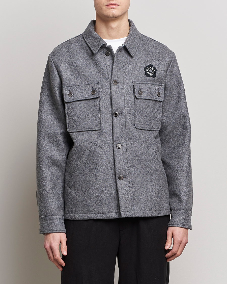 Herre | Skjorter | KENZO | Wool Overshirt Antracite