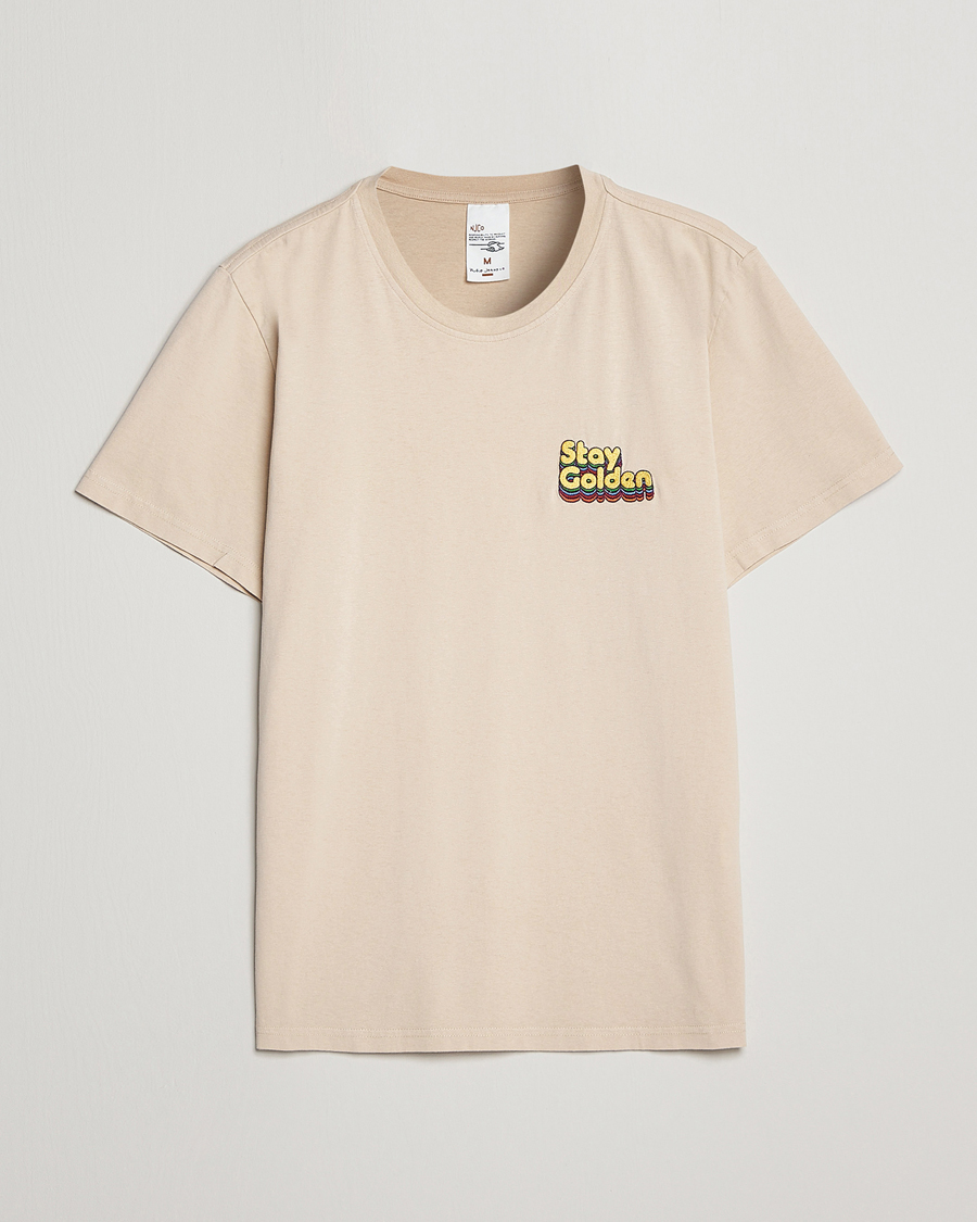 Nudie Jeans Roy Logo Neck T-Shirt Cream - CareOfCarl.dk