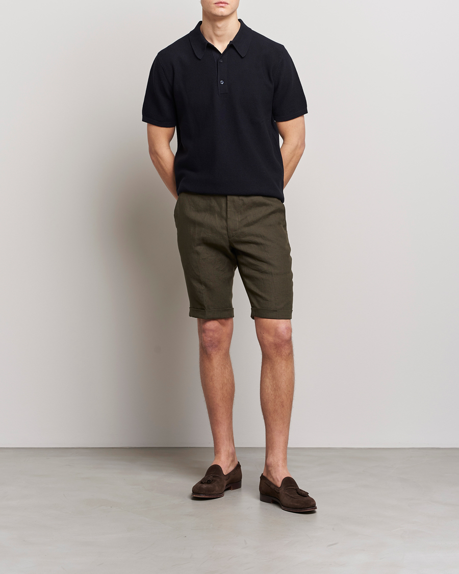 Herre | Shorts | Oscar Jacobson | Declan Linen Shorts Dark Green