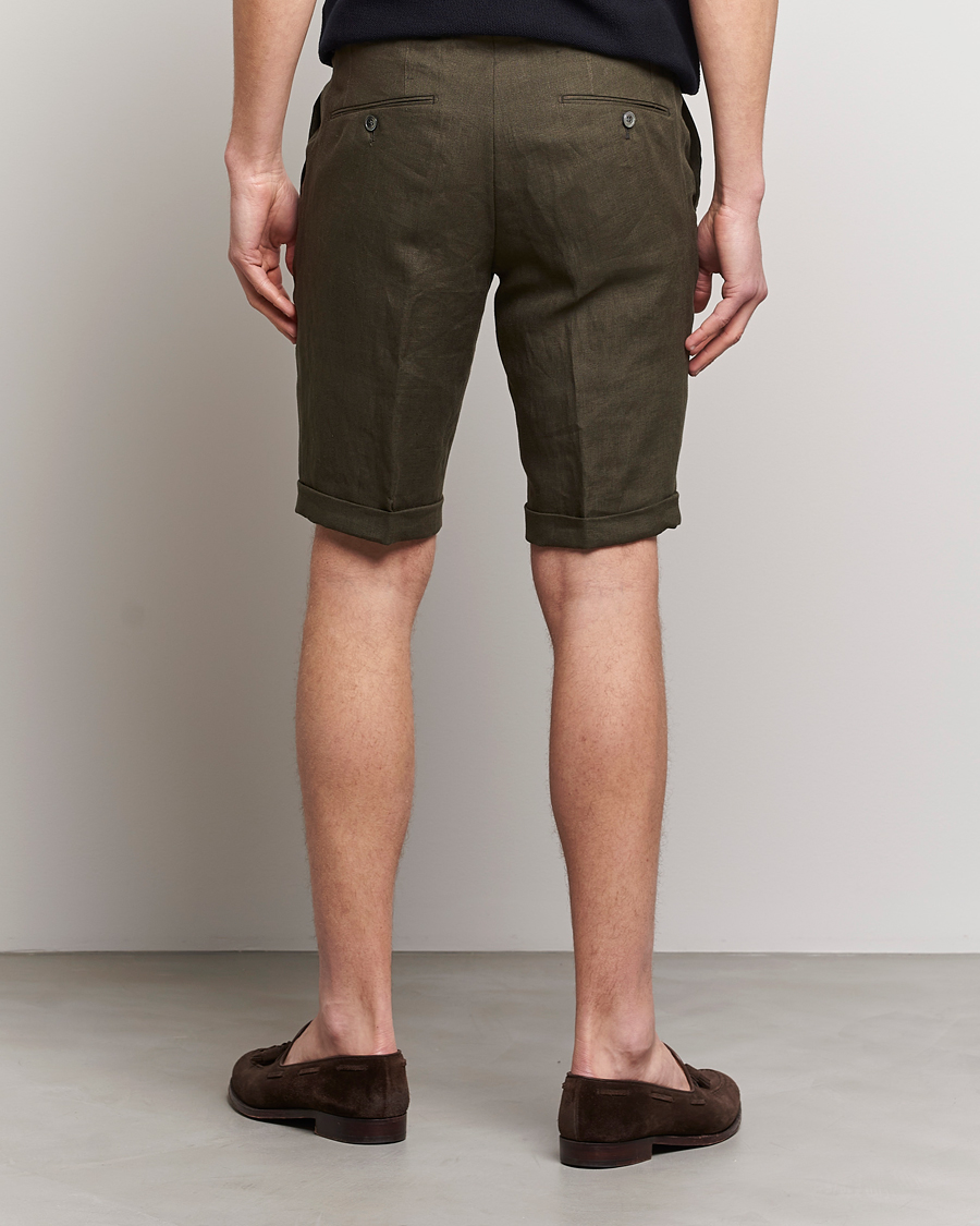 Herre | Shorts | Oscar Jacobson | Declan Linen Shorts Dark Green