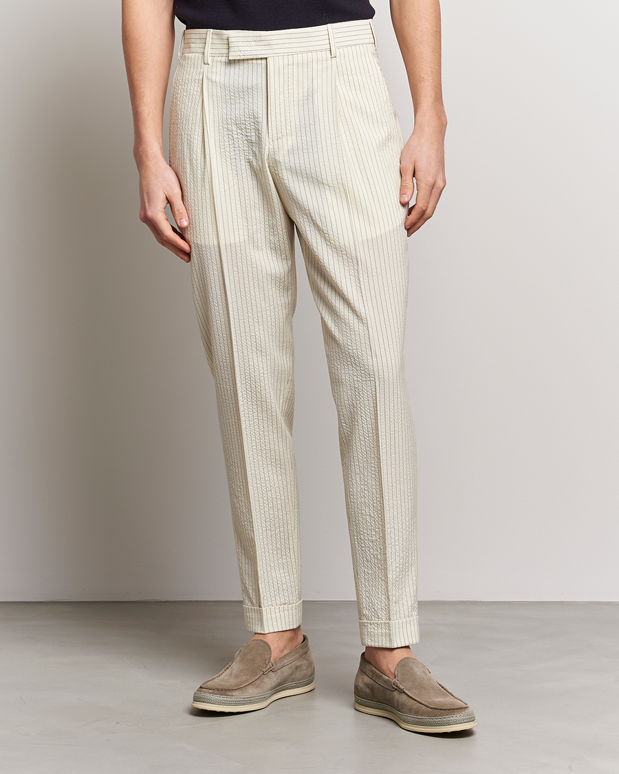 PT01 Slim Fit Pleated Trousers Off - CareOfCarl.dk