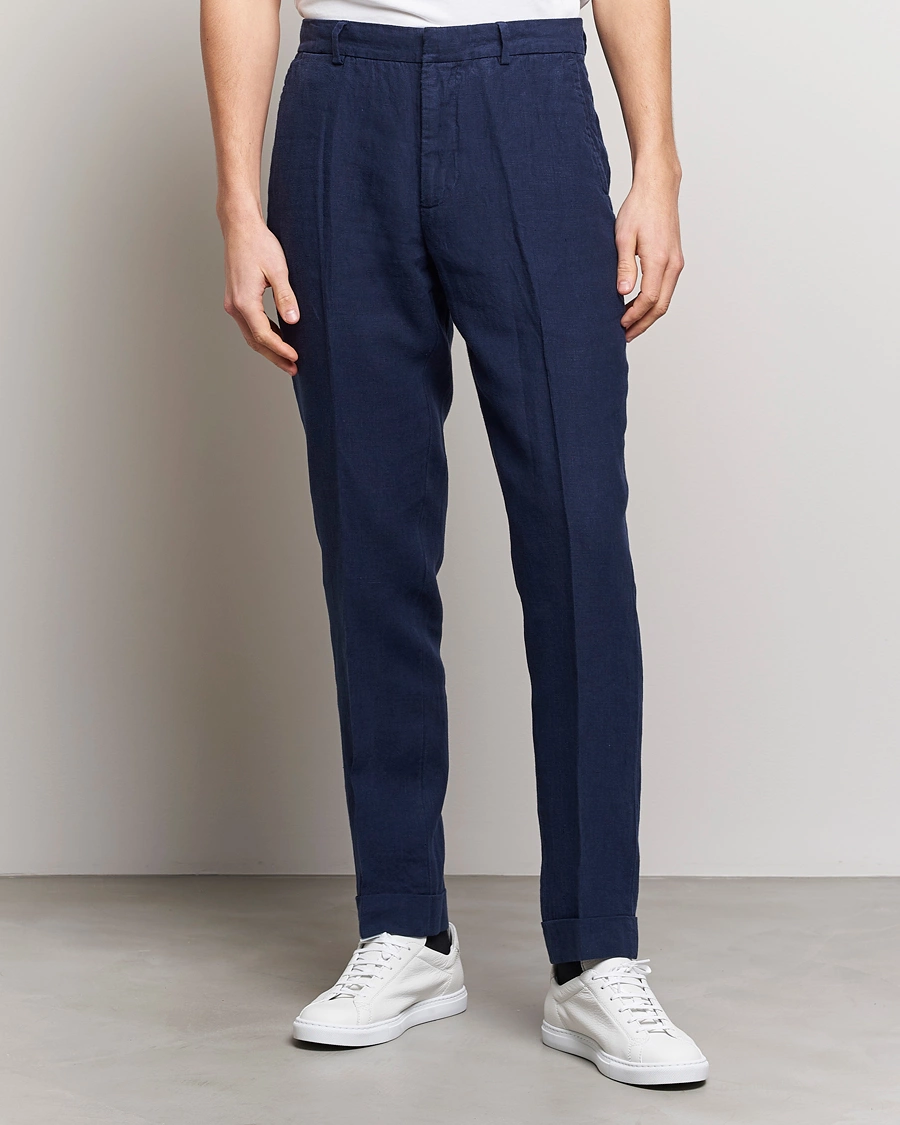 Herre | Polo Ralph Lauren | Polo Ralph Lauren | Linen Pleated Trousers Navy