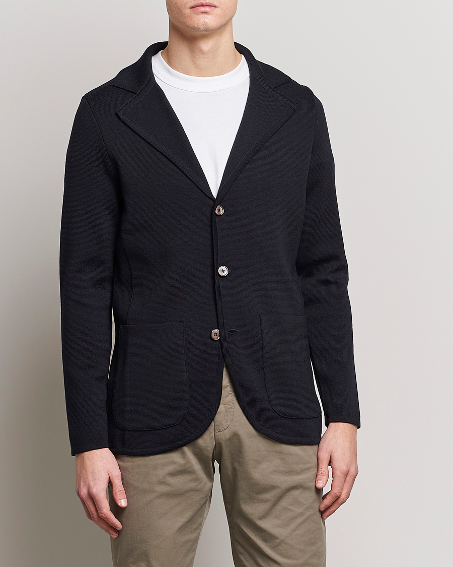 Herre |  | Stenströms | Milano Knitted Merino Blazer Navy