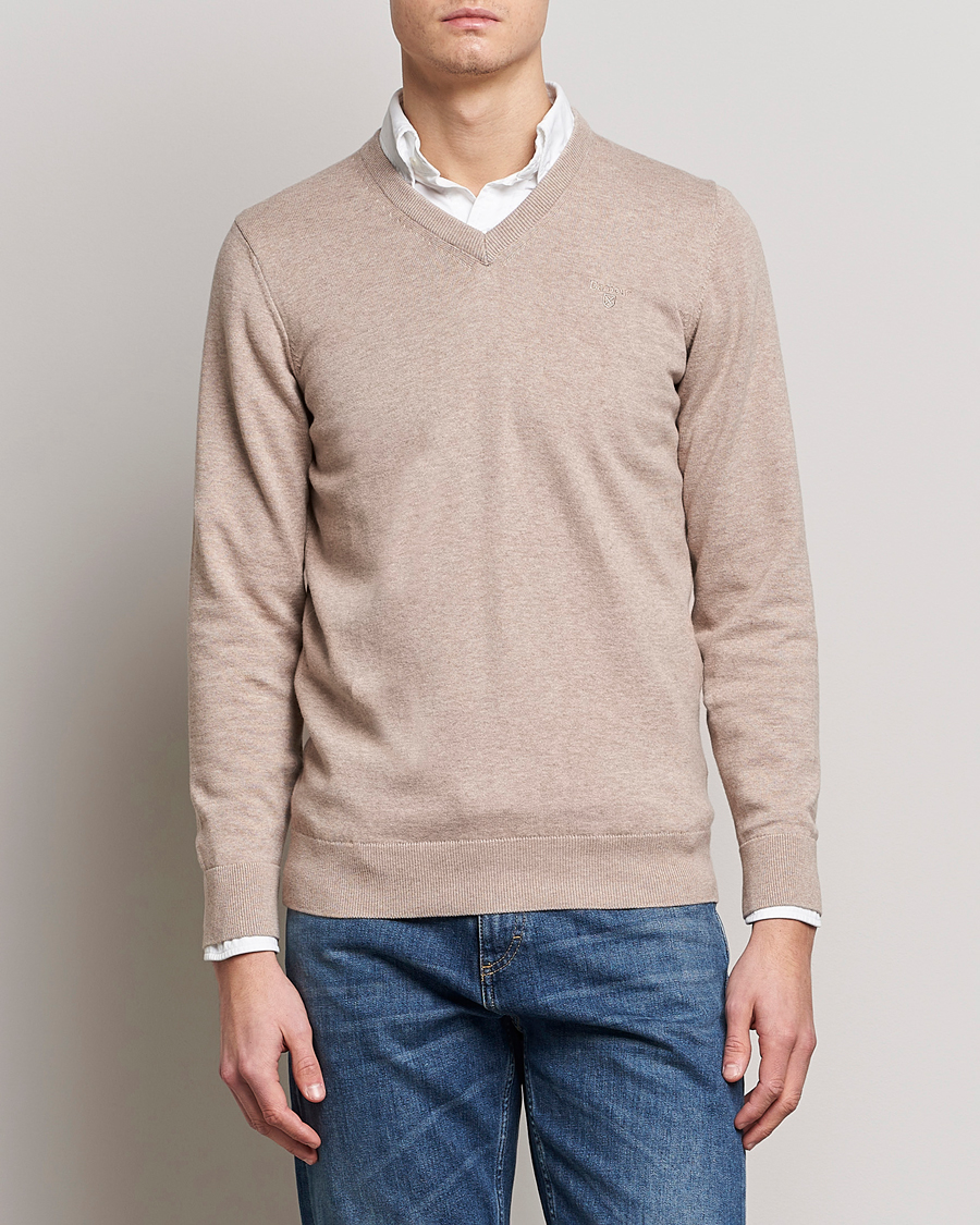 Herre | Barbour Lifestyle | Barbour Lifestyle | Pima Cotton V-Neck Sand Marl