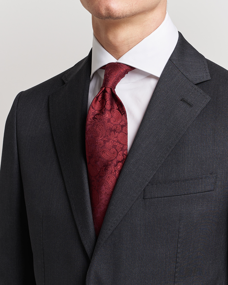 Herre | Amanda Christensen | Amanda Christensen | Silk Tonal Paisley Tie 8 cm Wine