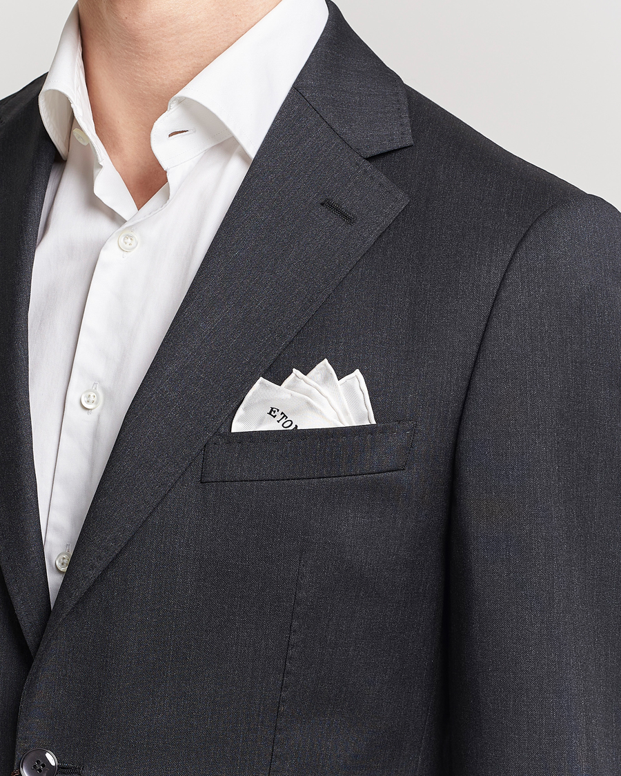 Herre | Lommeklude | Eton | Silk Pocket Square White