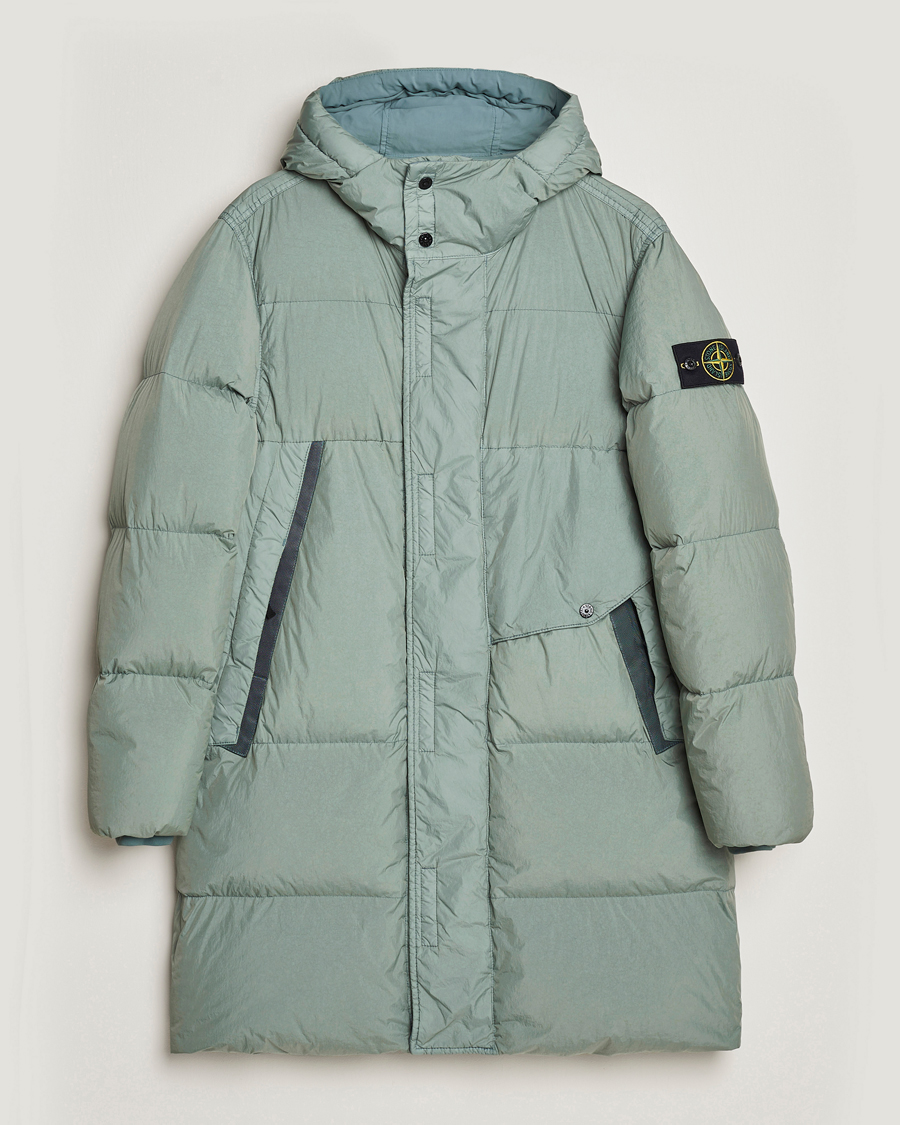 Stone Island Garment Dyed Recycled Nylon Long Down Jacket Sage