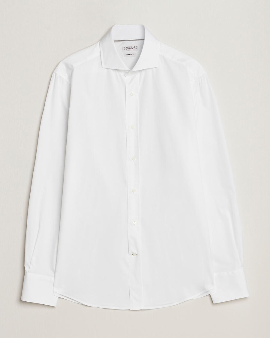 Herre | Skjorter | Brunello Cucinelli | Slim Fit Poplin Shirt White