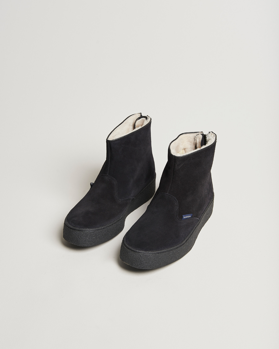 Herre |  | Sanders | Sherling Lined Curling Boot Black Suede