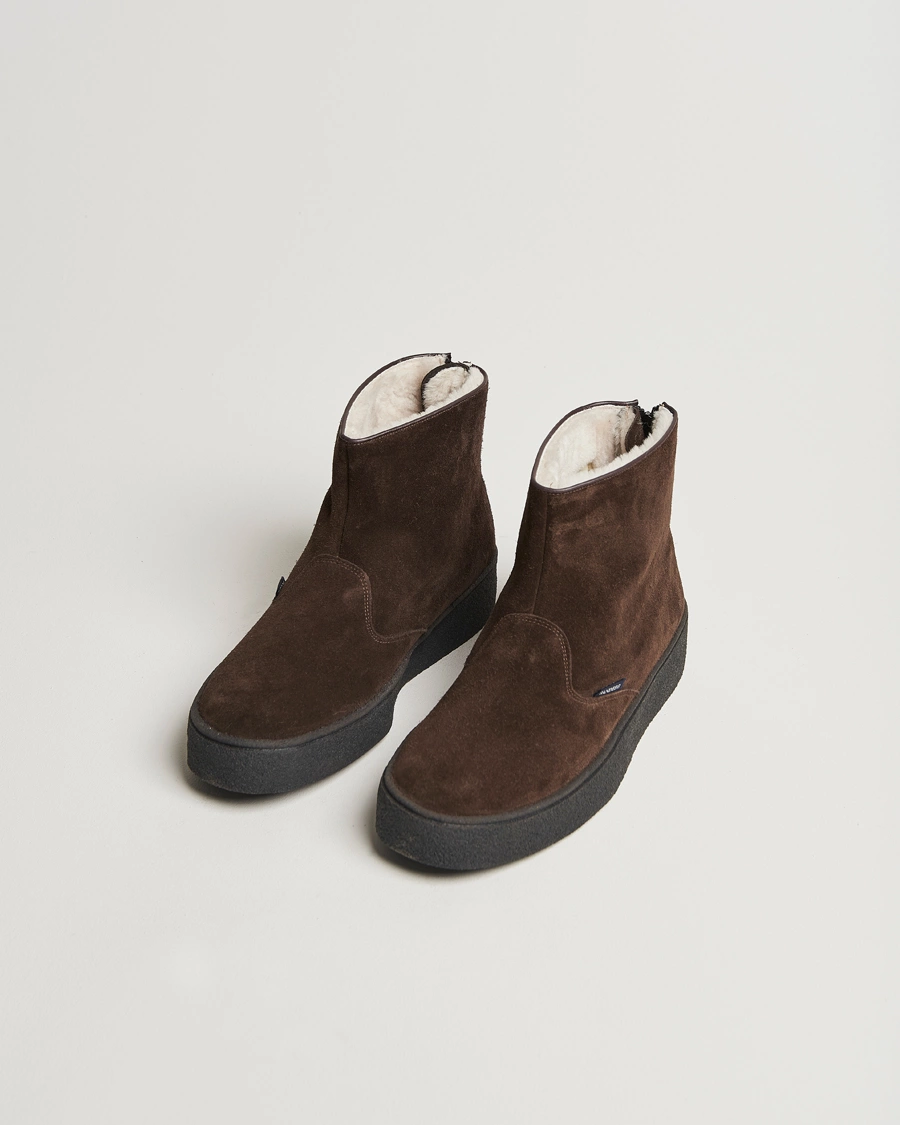 Herre |  | Sanders | Sherling Lined Curling Boot Chocolate Suede