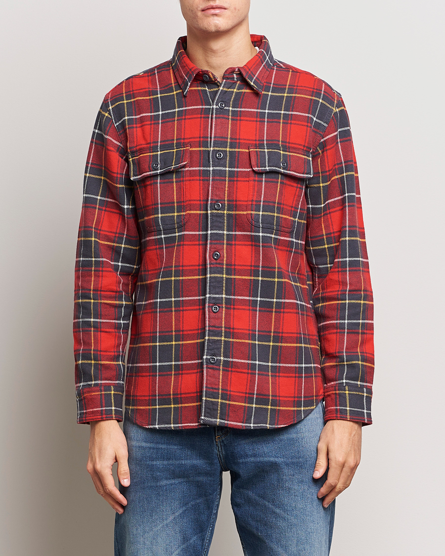 Filson Vintage Flannel Work Shirt Red Charcoal Plaid - CareOfCarl.dk