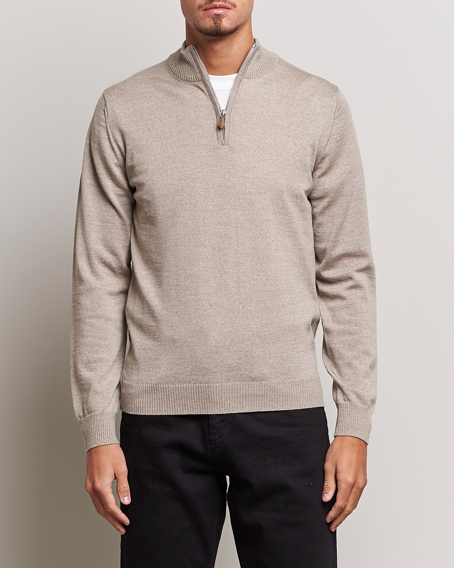 Herre | Trøjer | Stenströms | Merino Half Zip Beige
