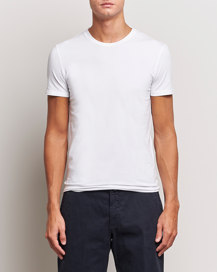 Herre | Italian Department | Zegna | Stretch Cotton Round Neck T-Shirt White
