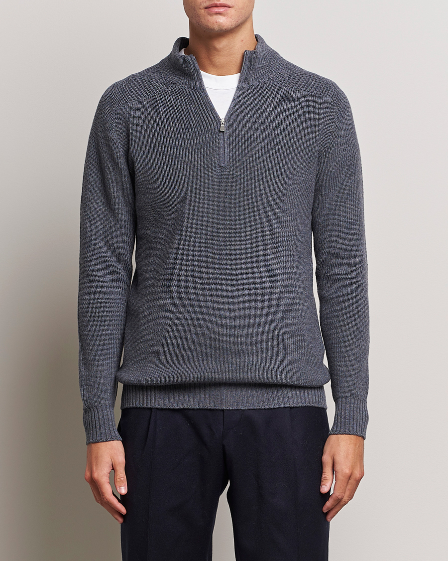 Herre |  | Gran Sasso | Rainwool Half Zip Grey Melange