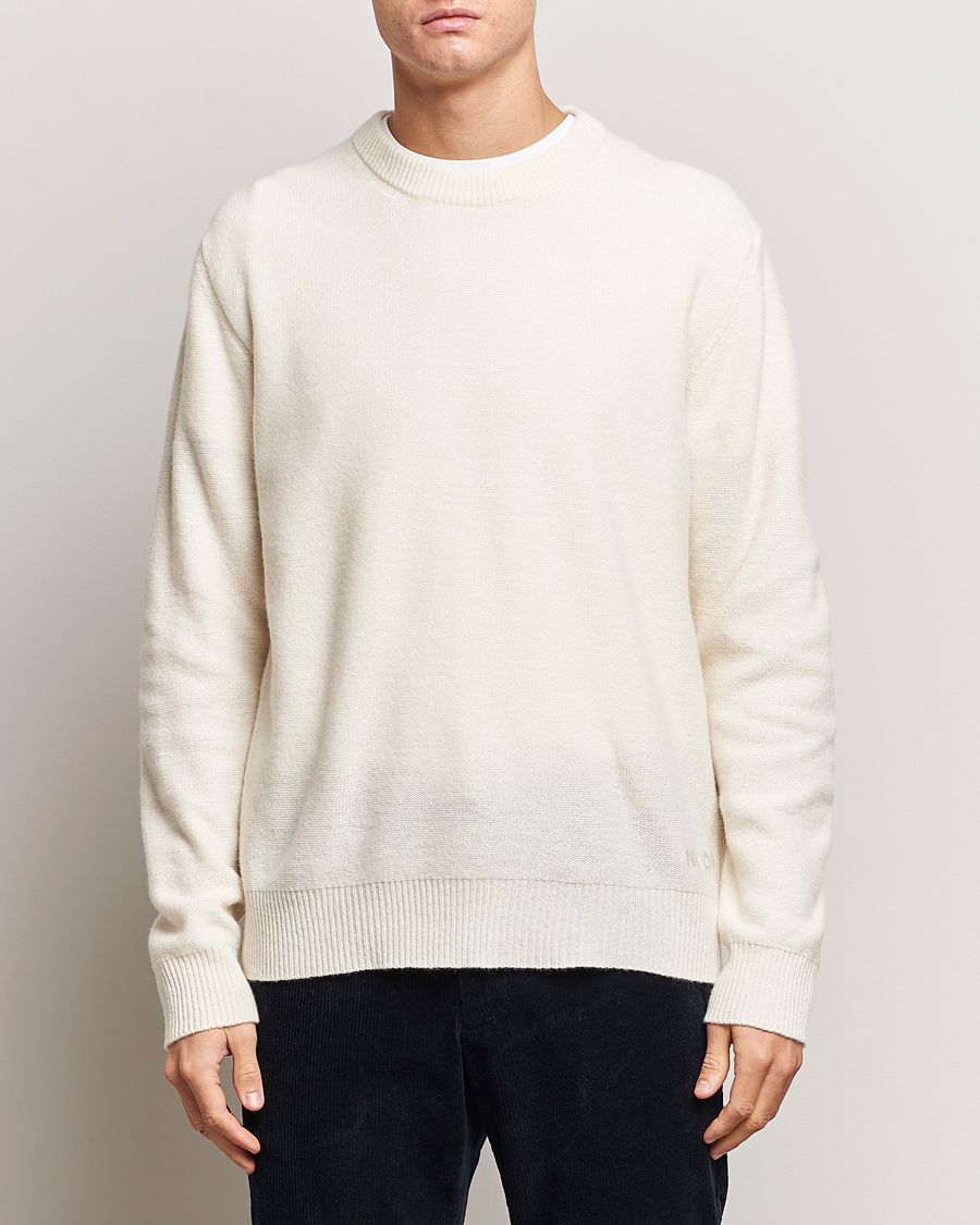 Herre |  | NN07 | Nigel Lambswool Knitted Crew Neck Ecru