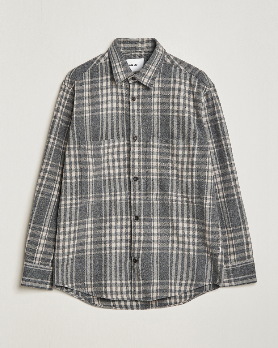 NN07 Freddie Checked Overshirt Grey/Cream - CareOfCarl.dk