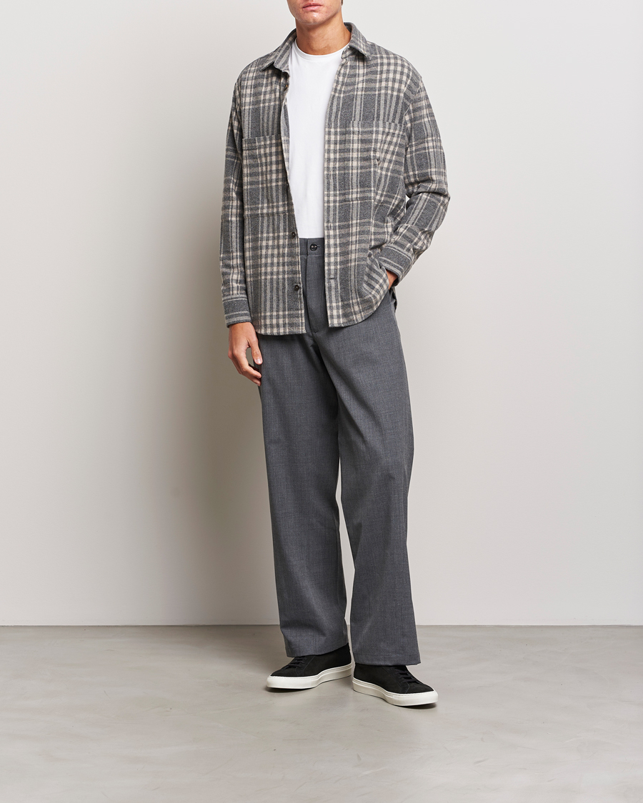 NN07 Freddie Checked Overshirt Grey/Cream - CareOfCarl.dk