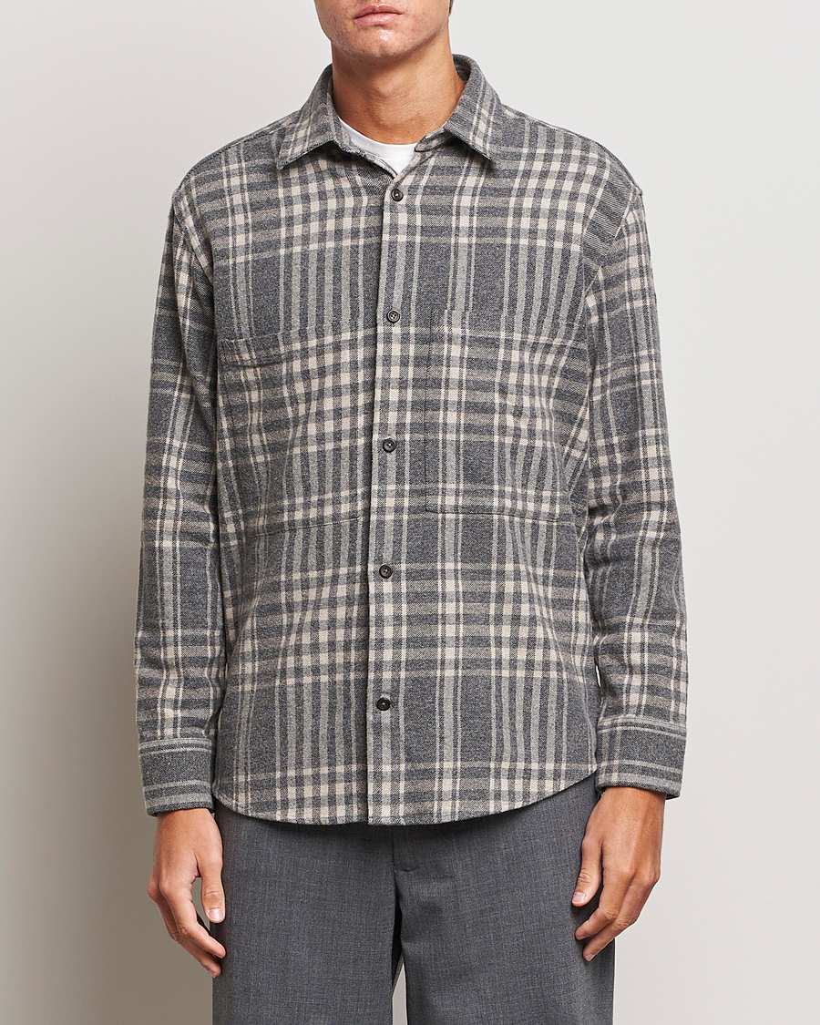 NN07 Freddie Checked Overshirt Grey/Cream - CareOfCarl.dk