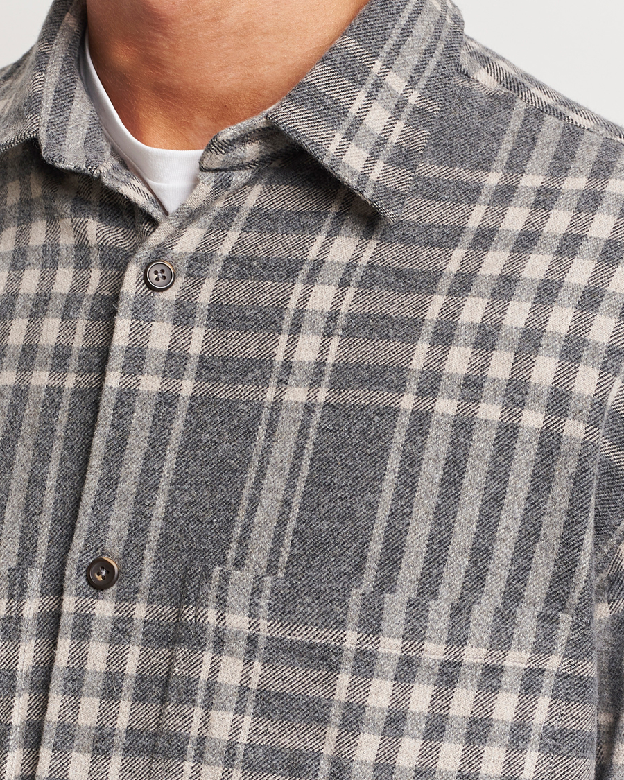 NN07 Freddie Checked Overshirt Grey/Cream - CareOfCarl.dk