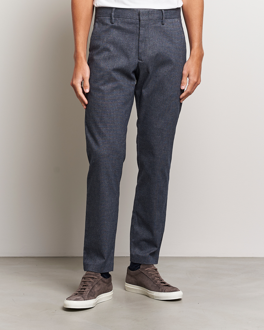 Herre |  | NN07 | Theo Brushed Cotton Trousers Navy Melange