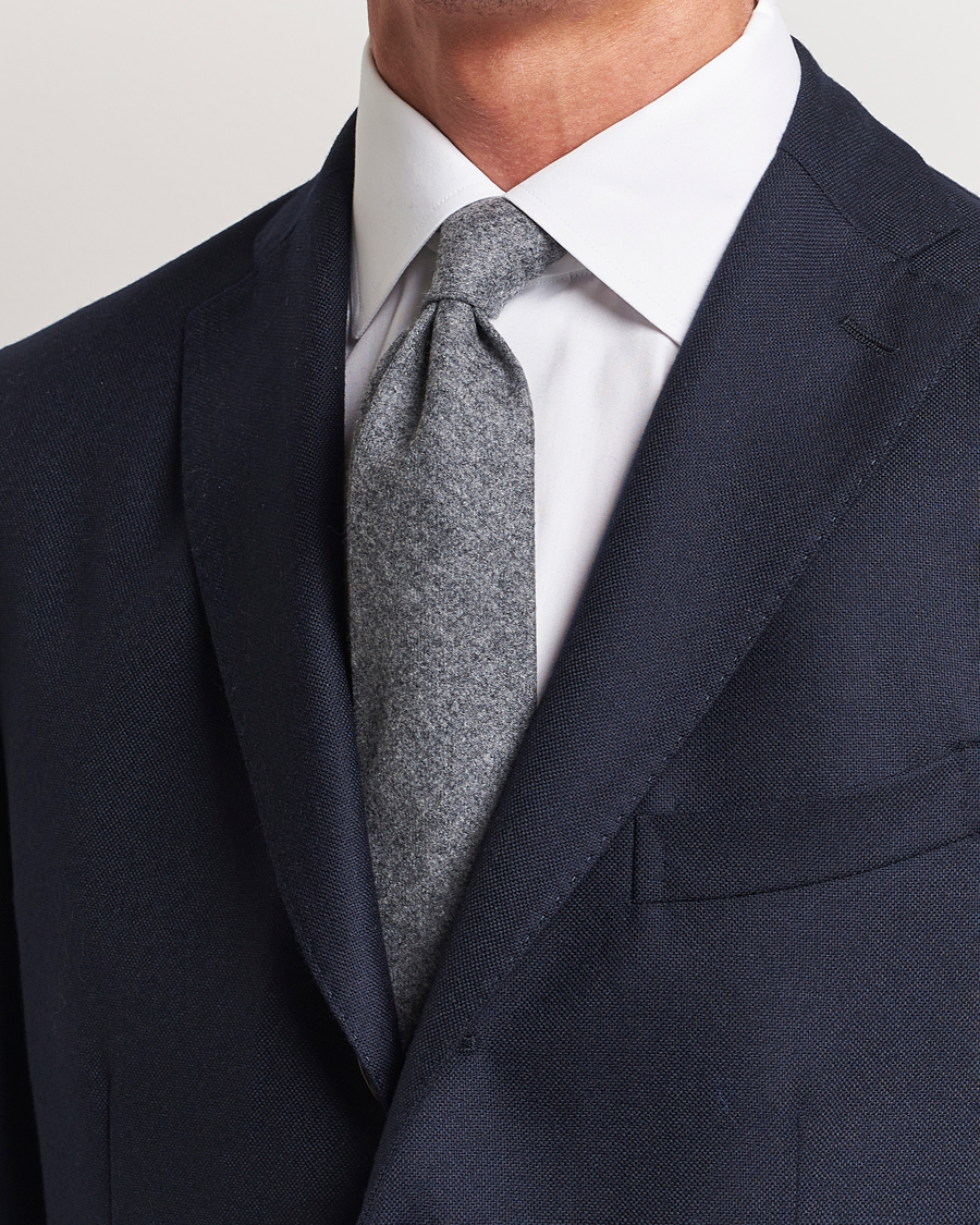 Herre |  | Amanda Christensen | Wool Flannel 8cm Tie Grey Melange