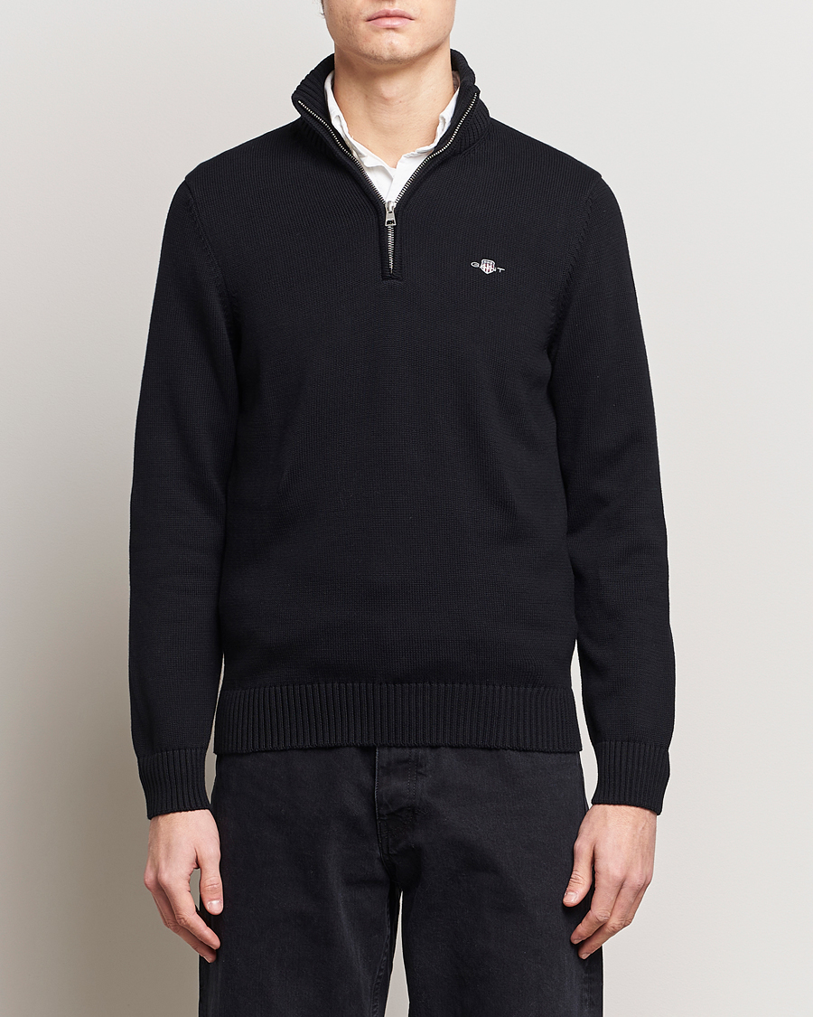 Herre | GANT | GANT | Cotton Half Zip Black