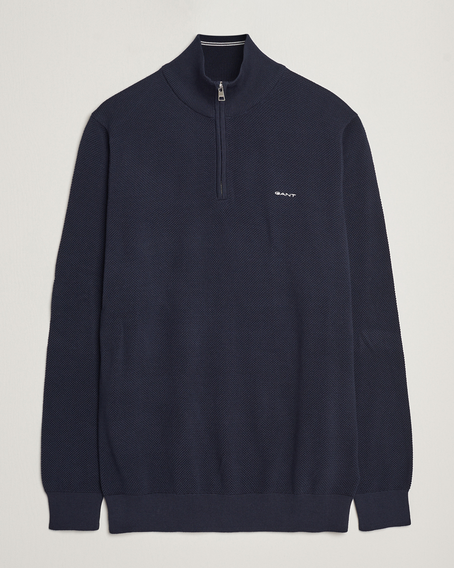 Herre | Trøjer | GANT | Cotton Pique Half Zip Evening Blue