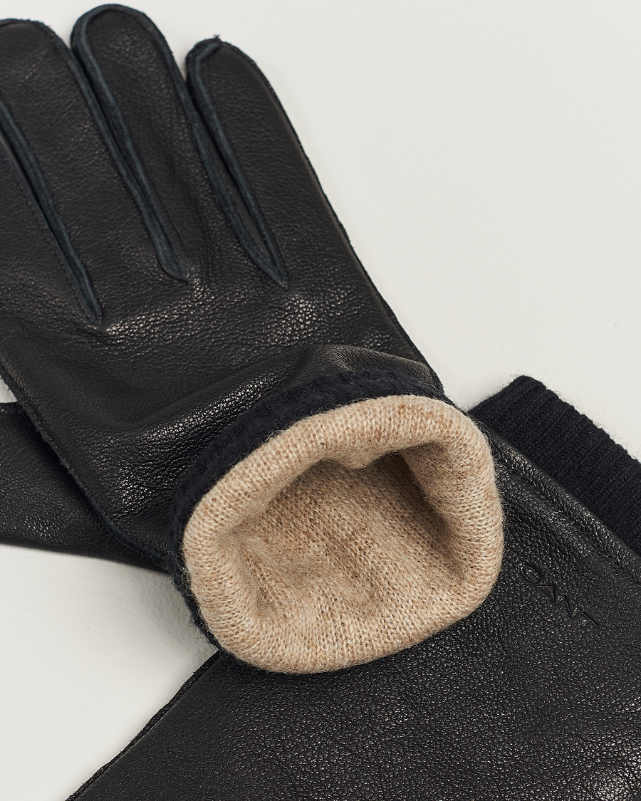 Herre | GANT | GANT | Cashmere Lined Leather Gloves Black