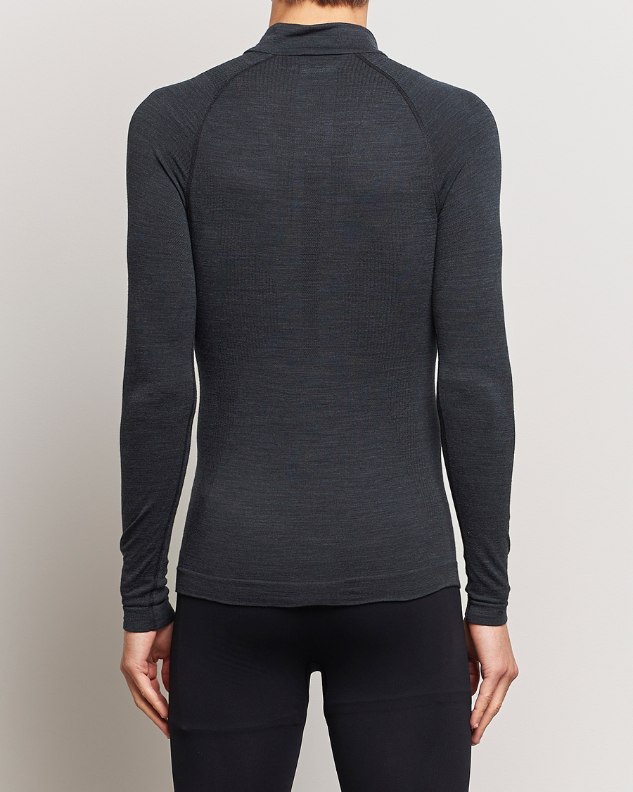 Herre | Falke Sport | Falke Sport | Long Sleeve Wool Tech Half Zip Shirt Black