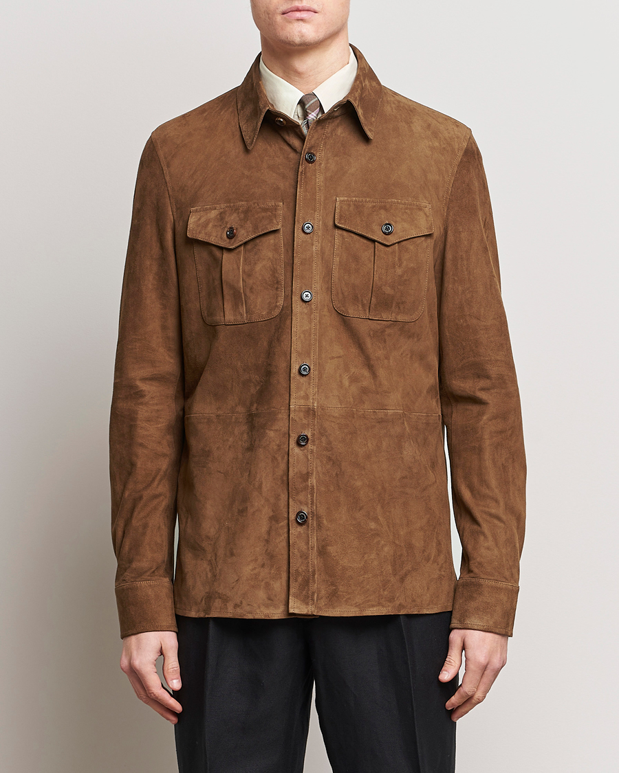 Herre |  | Ralph Lauren Purple Label | Suede Shirt Jacket Dark Brown