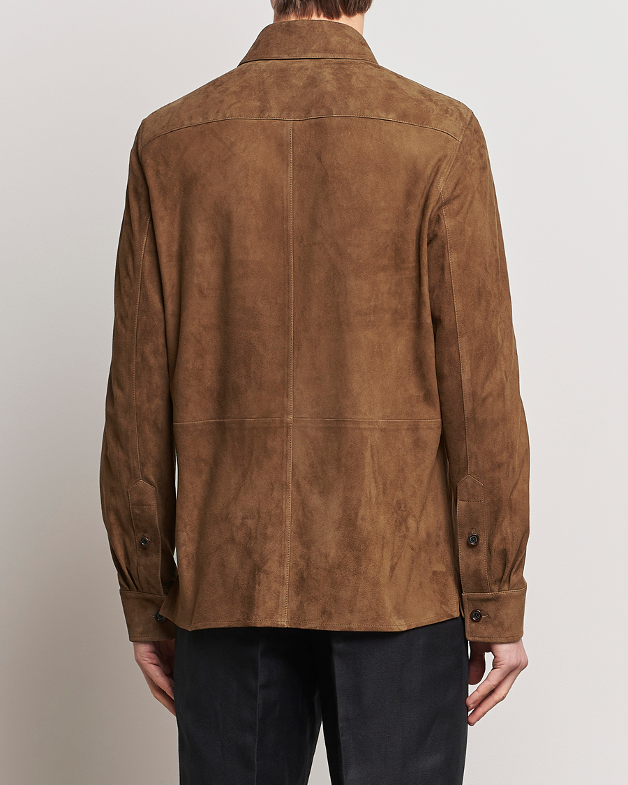 Herre | Jakker | Ralph Lauren Purple Label | Suede Shirt Jacket Dark Brown