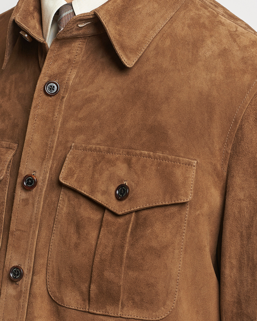 Herre | Jakker | Ralph Lauren Purple Label | Suede Shirt Jacket Dark Brown