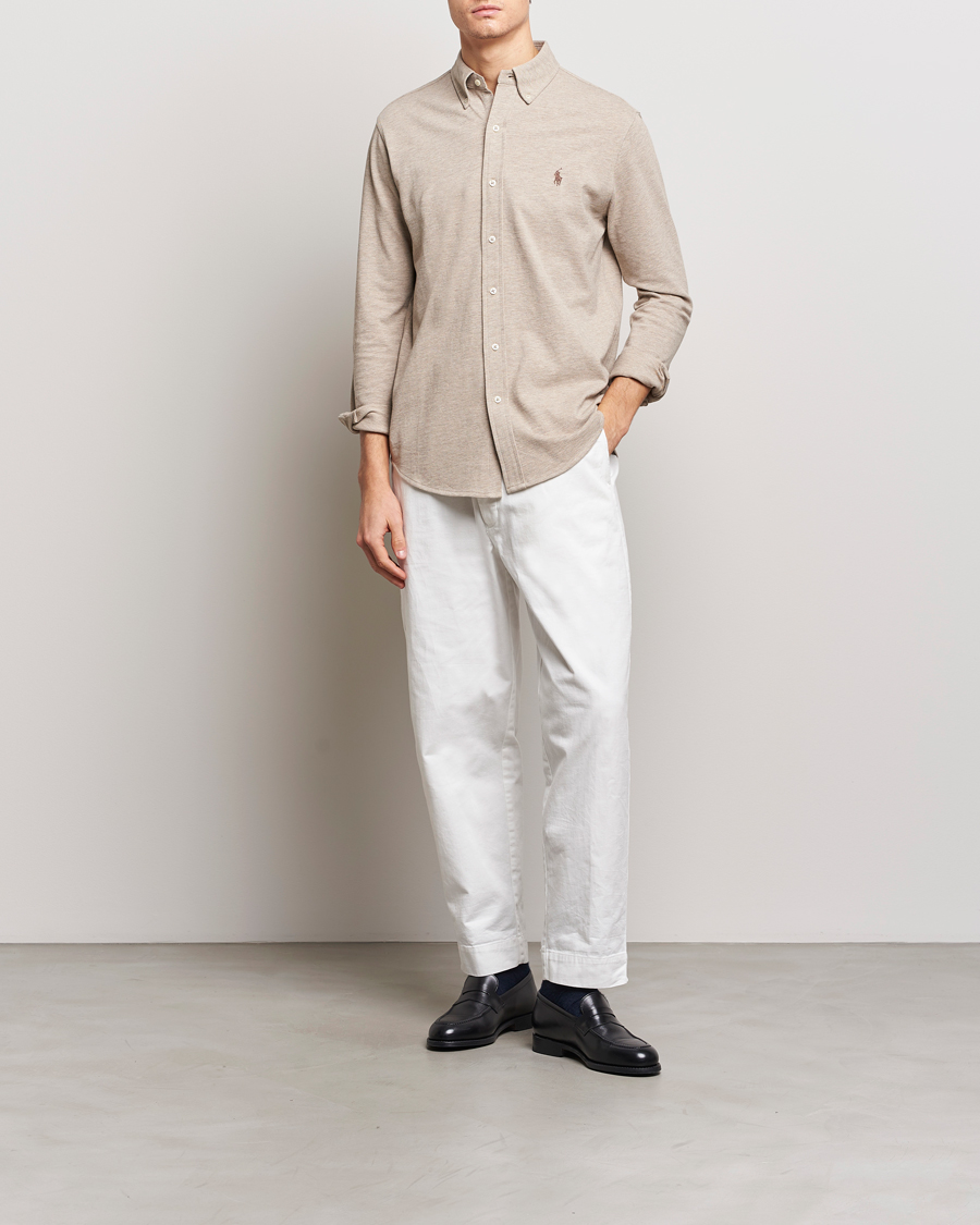 Herre | Skjorter | Polo Ralph Lauren | Featherweight Mesh Shirt Tuscan Beige Heather