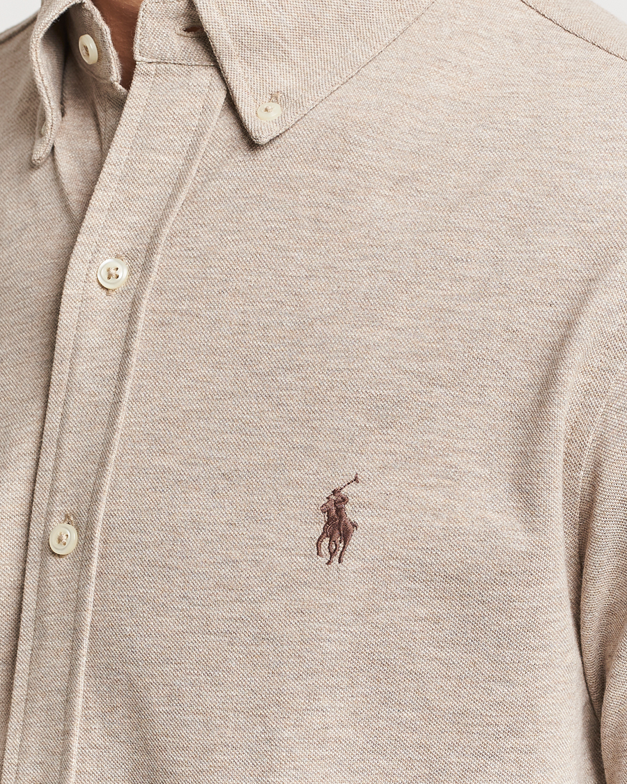 Herre | Skjorter | Polo Ralph Lauren | Featherweight Mesh Shirt Tuscan Beige Heather