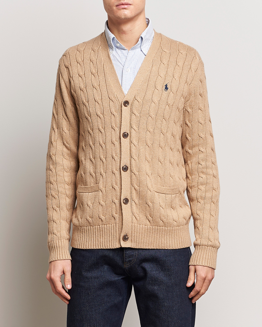 Herre | Trøjer | Polo Ralph Lauren | Cotton Cable Cardigan Camel Melange