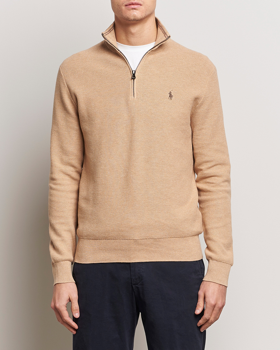 Herre |  | Polo Ralph Lauren | Textured Half Zip Camel Melange