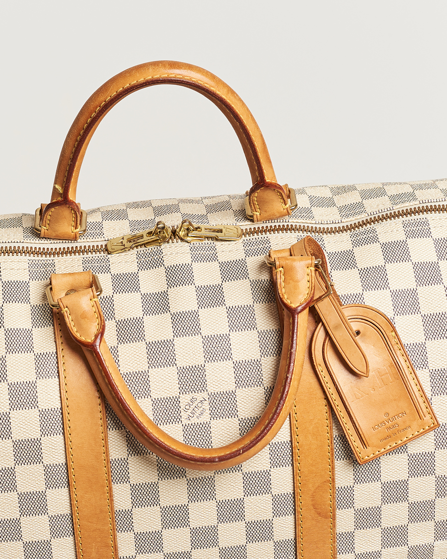 Louis Vuitton Cream & Blue Damier Azur Canvas 50 Keepall – On Que